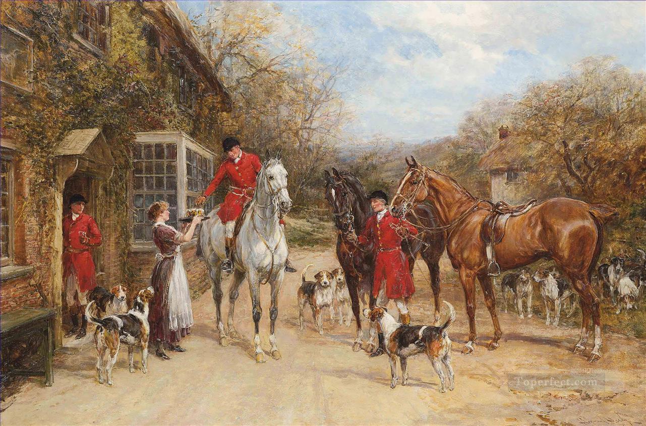 A drink before the hunt Heywood Hardy hunting Oil Paintings